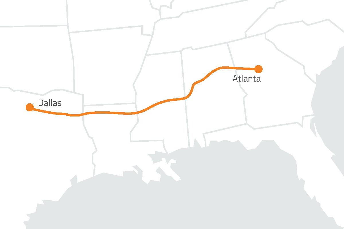 Zayo’s Unique Long-Haul Routes: Setting the Standard for Network Resilience 4 Dallas ATL 2