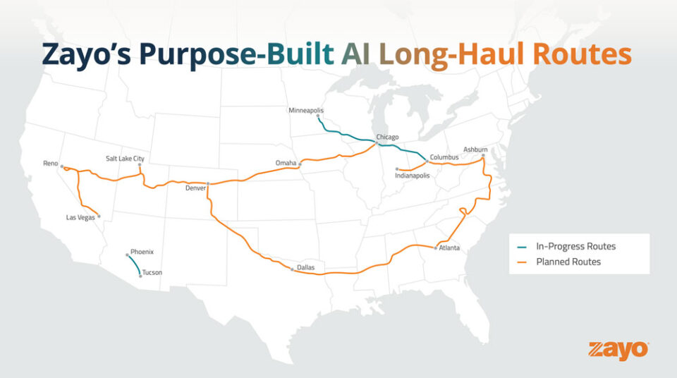 Zayo Levels Up Its AI-Ready Infrastructure with New Routes and 100% 400G Enablement 1 Long Haul Routes