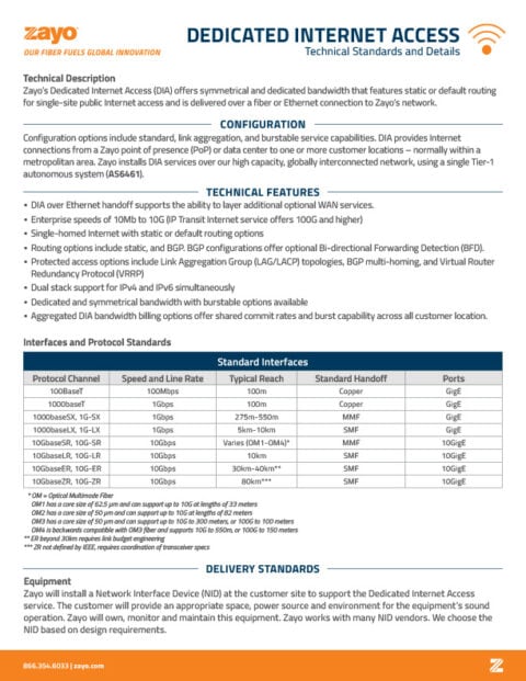 Technical Overview: Dedicated Internet Access for Business