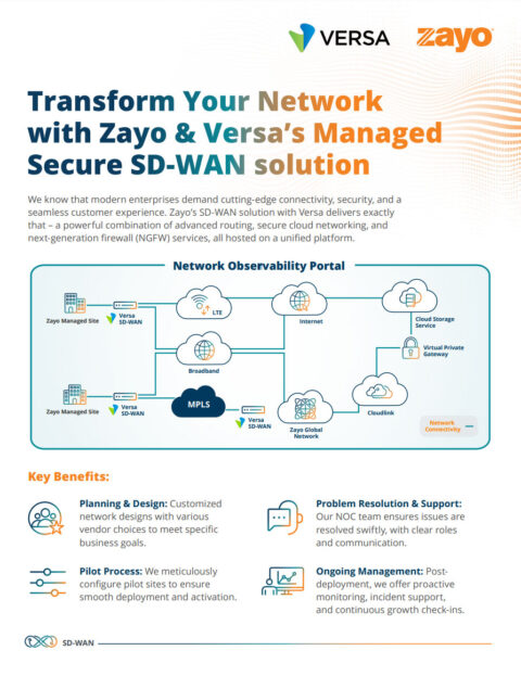 Transform Your Network with Zayo & Versa’s Managed Secure SD-WAN solution